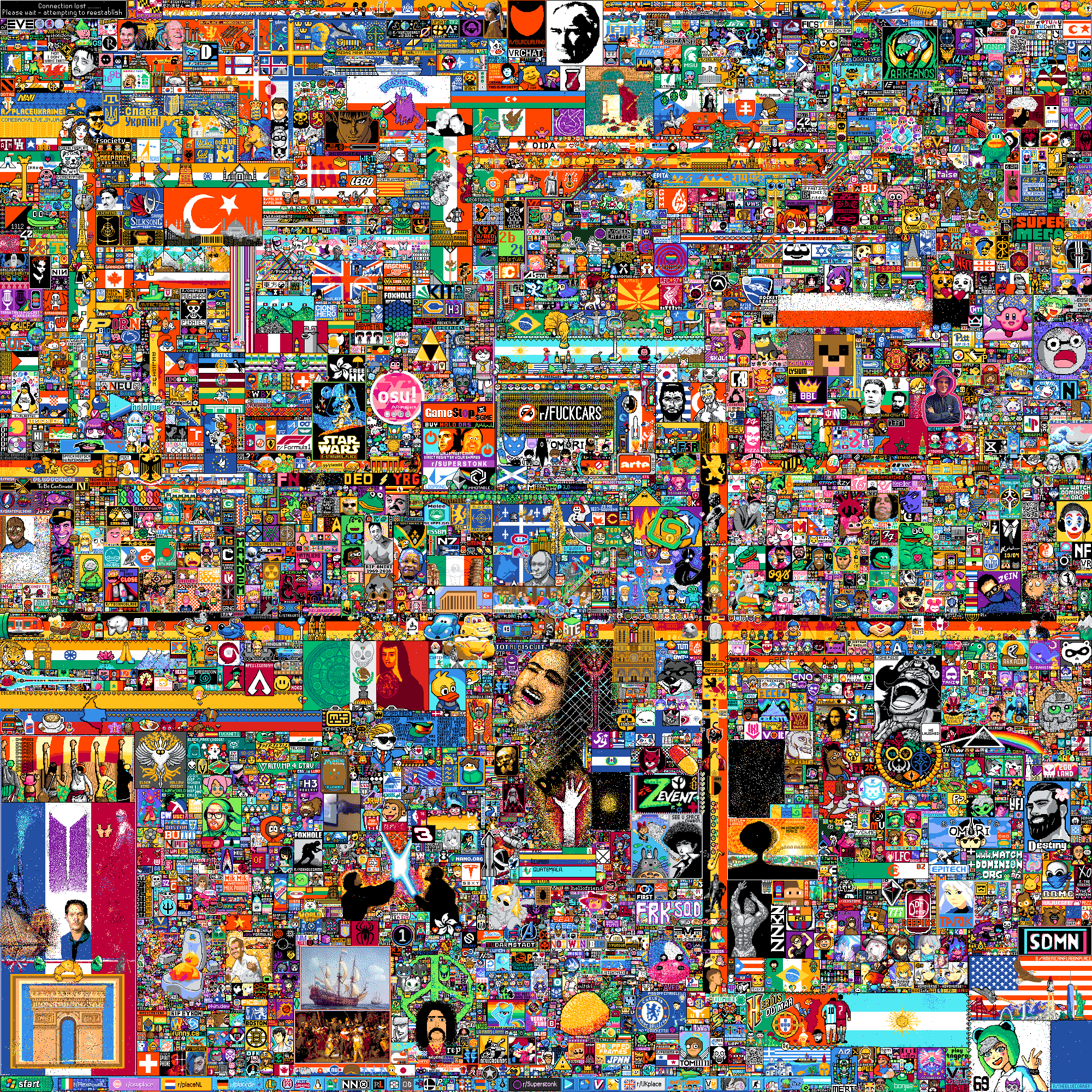 Canvas of /r/place in the state of when the experiment was concluded.