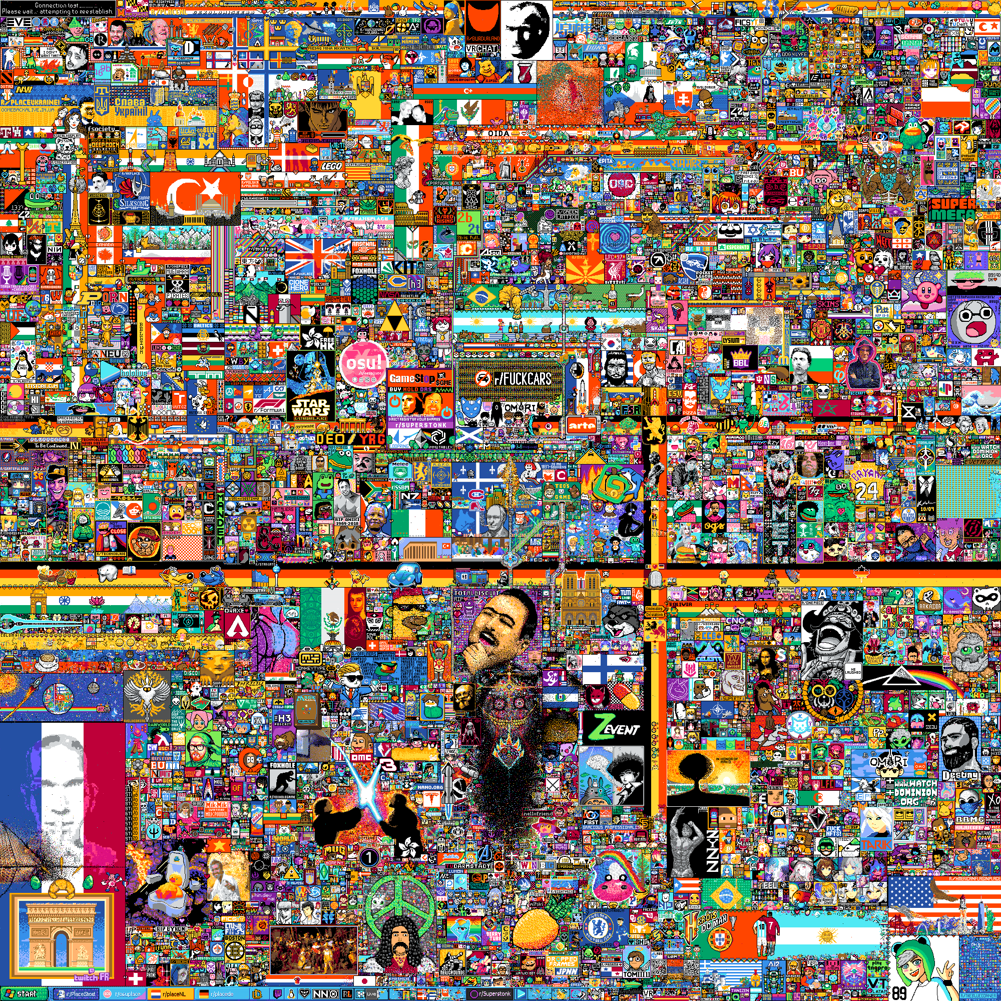 Canvas of /r/place in the state of when the experiment was concluded.