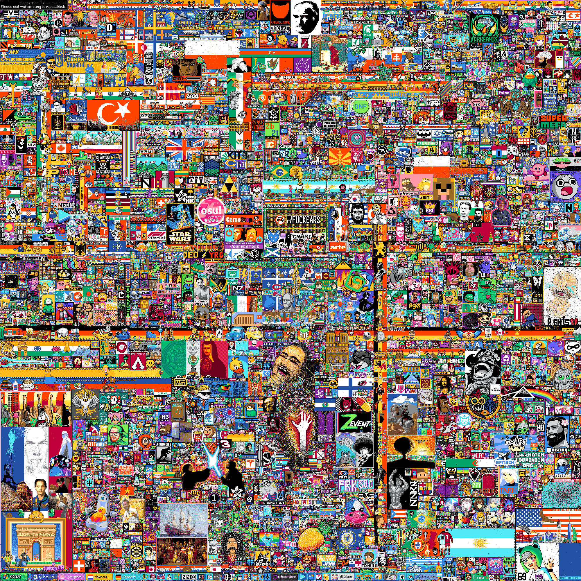 Canvas of /r/place in the state of when the experiment was concluded.